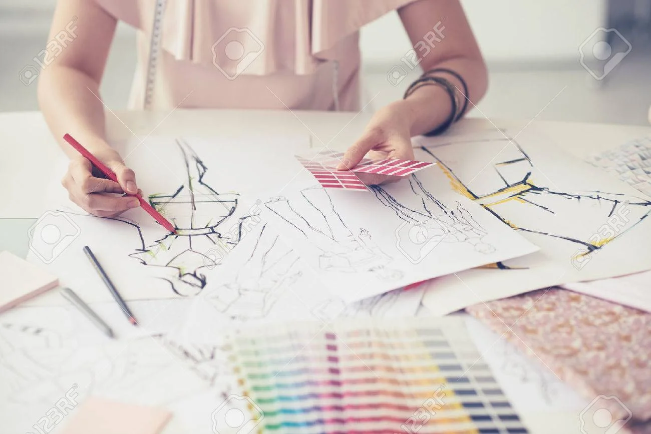 58783725 Diseñador De Moda Trabajando En Sus Diseños En El Estudio Dia Del Diseñador De Indumentaria Y Textil - Textil E Indumentaria