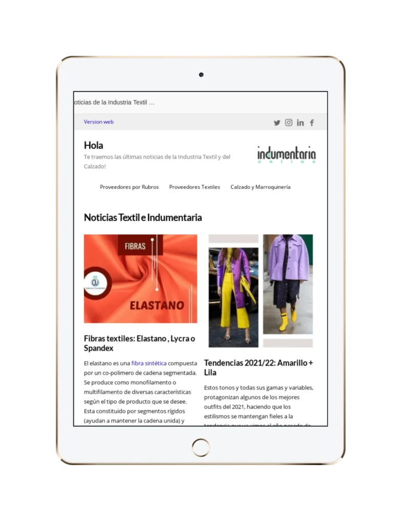 Newsletter Indumentariaonline, Novedades Del Sector Textil Y De Calzado