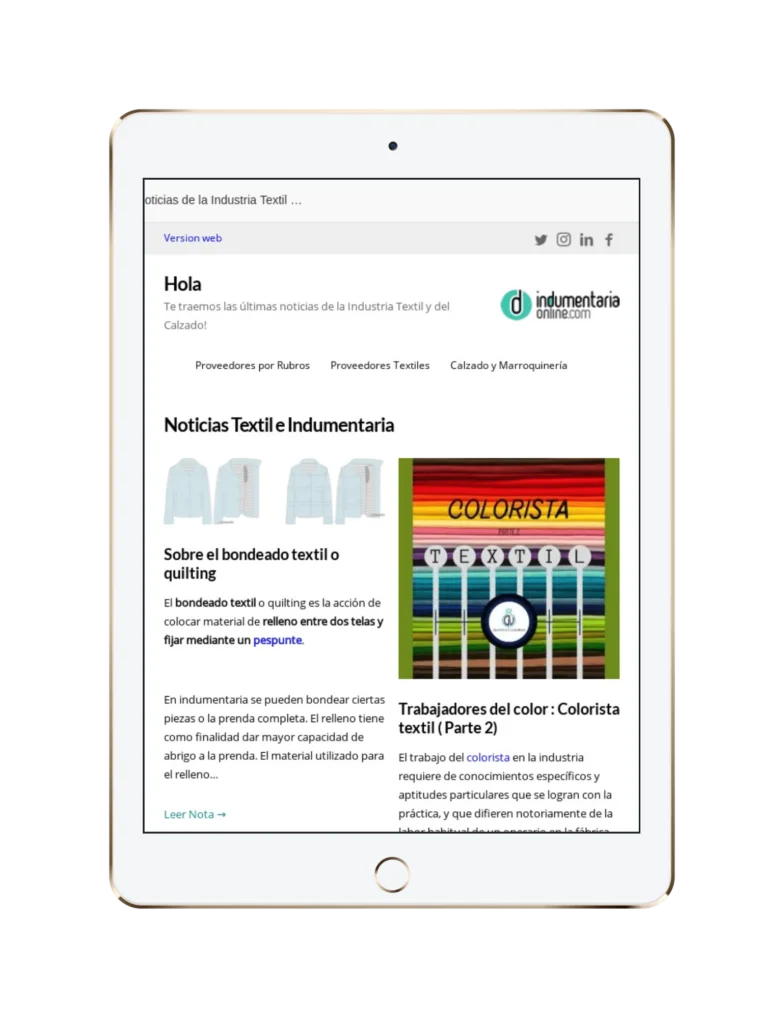 Newsletter Indumentariaonline, Novedades Del Sector Textil Y De Calzado