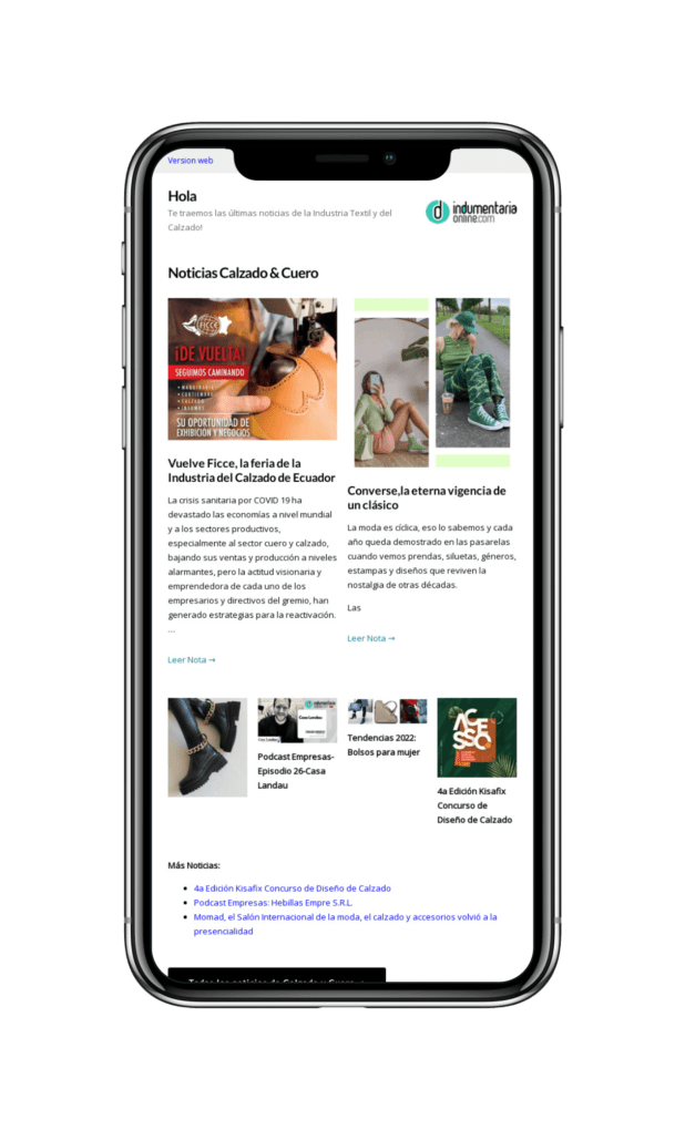 Indumentariaonline Com 800X1280Tablet 2A7Bed Iphone X Newsletter Indumentariaonline De Noticias De Textiles Y Calzado - Noticias Breves