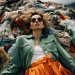 close up woman front clothing piles Curso de Programa Crecer: Sustentabilidad, Moda en Transformación -